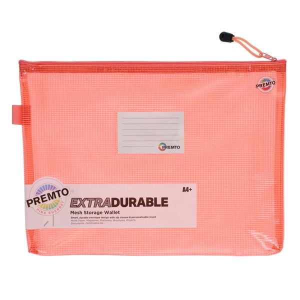 Premto Pastel Pink Sherbert A4+ Extra Durable Mesh Wallet