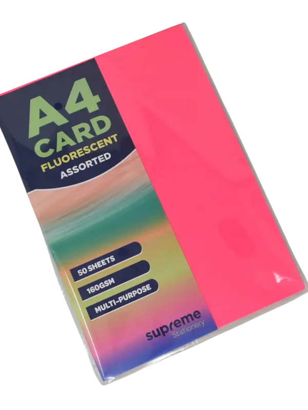 Reach A4 Fluorescent Card Astd 50pk