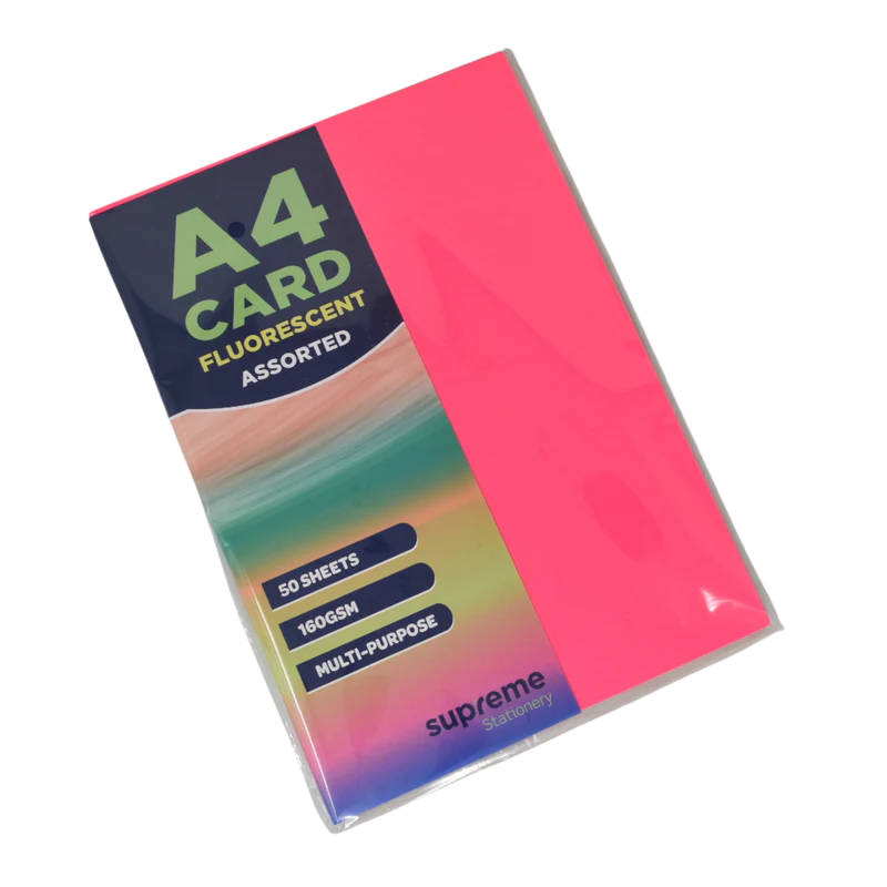 Reach A4 Fluorescent Card Astd 50pk