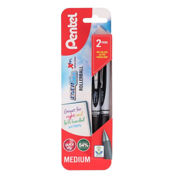 Pentel EnerGel 0.7mm Rollerball Gel Pens Black- 2pk