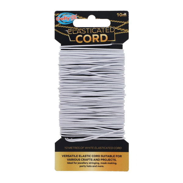 Crafty Bitz Elasticated Cord White 10m