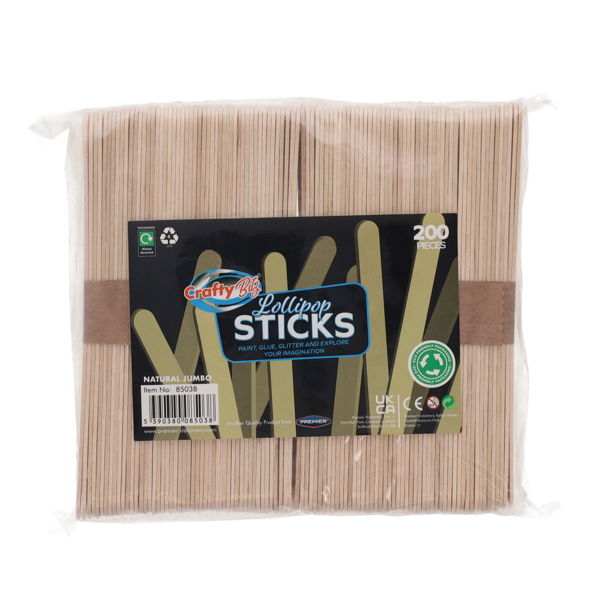 Crafty Bitz Natural Jumbo Lollipop Sticks (200)