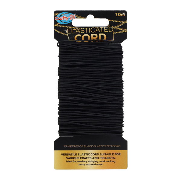 Crafty Bitz Elasticated Cord Black 10m