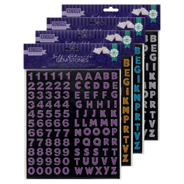 Icon Craft Self Adhesive Gemstones Letters and Numbers