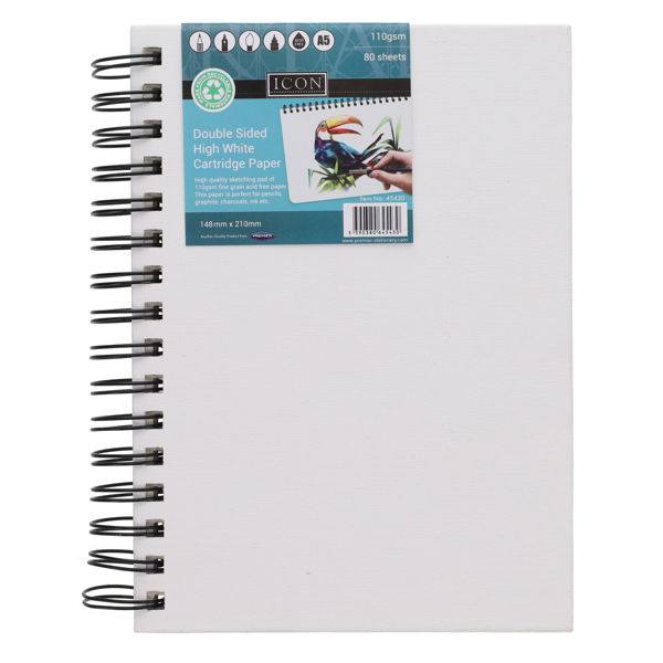 Icon A5 Spiral Sketch Pad- 110gsm 80 Sheets