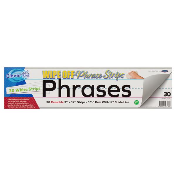 Clever Kidz Wipe Off Phrase Strips 3x12- White