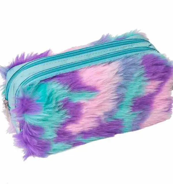 Supreme Pastel Fluffy Double Zip Pencil Case