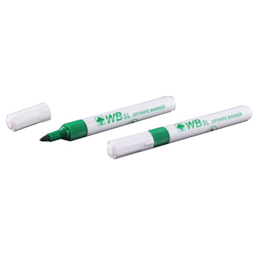 WB SL Drywipe Bullet Tip Green Markers (10)