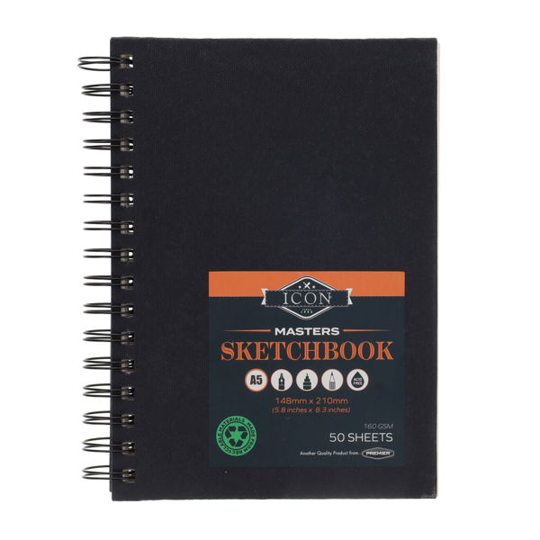 Icon Masters A5 Sketchbook Spiral Bound- 50 Sheets