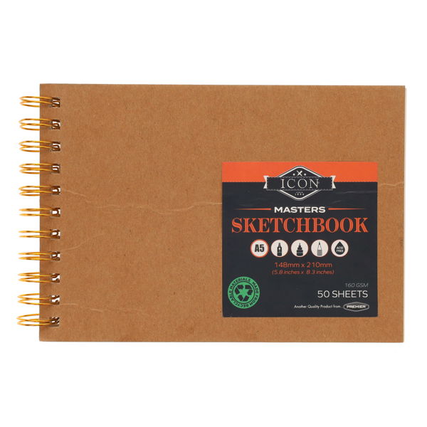 Icon Masters A5 Sketchbook Spiral Top Bound- 50 Sheets