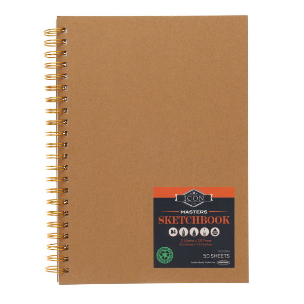 Icon Masters A4 Sketchbook Spiral - 50 Sheets