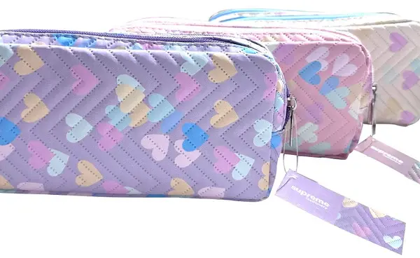 Supreme Soft Hearts Double Zip Pencil Case PC-7765