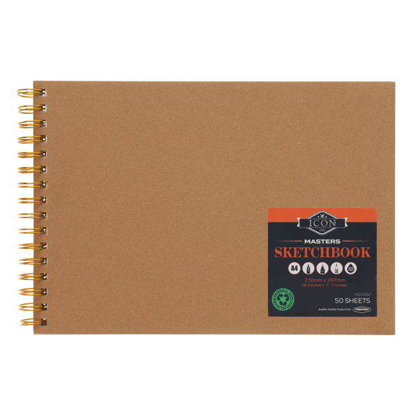 Icon Masters A4 Sketchbook Spiral Top Bound- 50 Sheets