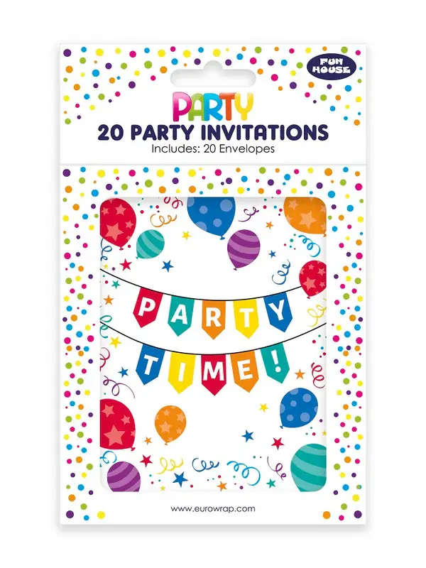 Party Invitations "Party Time" 20pk