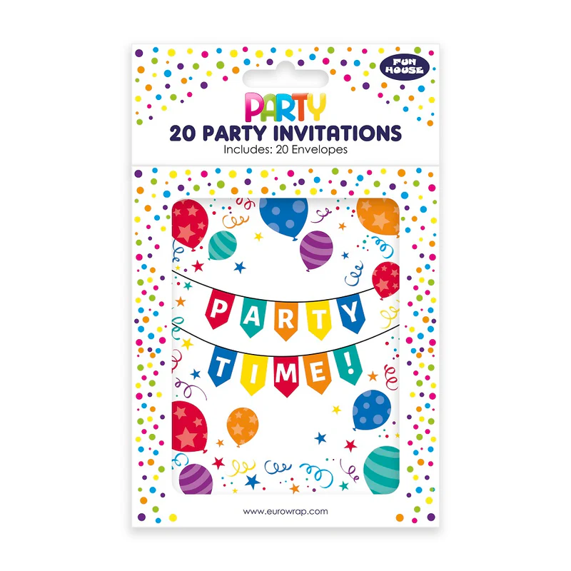 Party Invitations "Party Time" 20pk