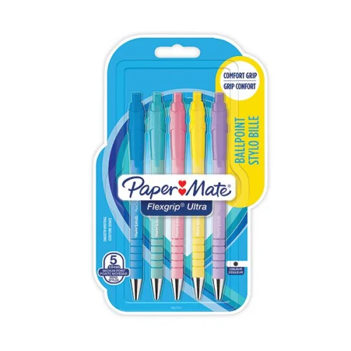 PaperMate Flex Grip Ultra Pastel Barrell (5) BLACK INK