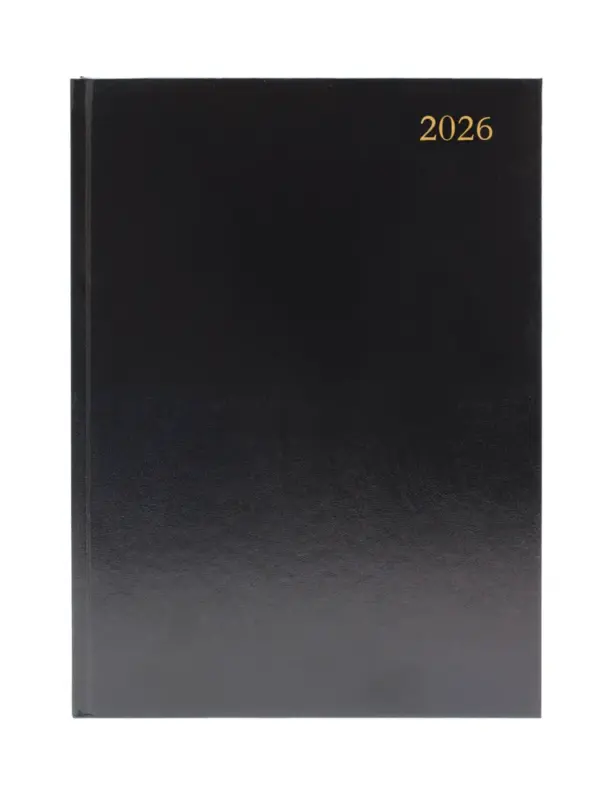 5 Star 2026 Diary A4 Page A Day Hardback Black KFA41BK26