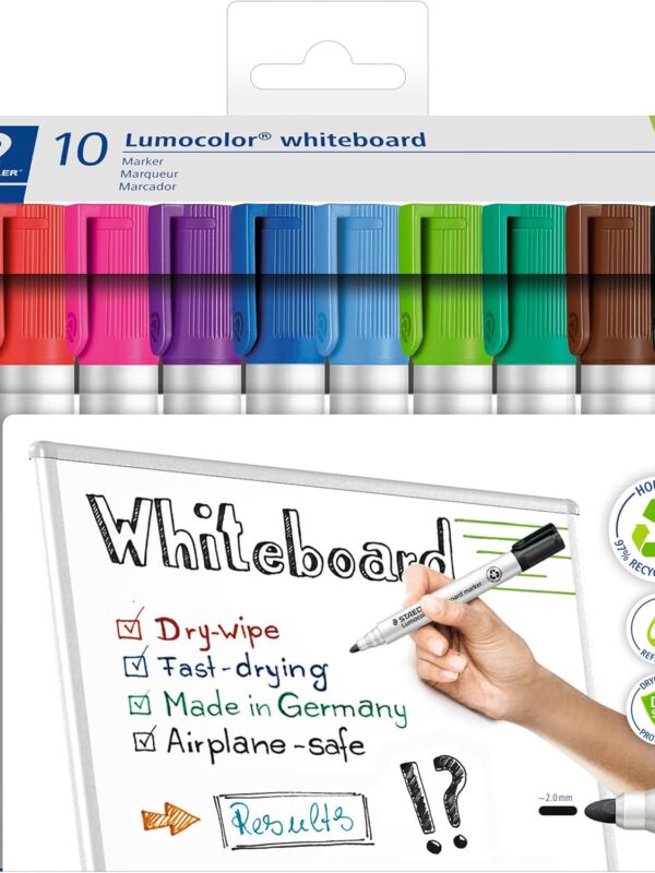 Staedtler Lumocolor Assorted Whiteboard Markers (10) Bullet Tip