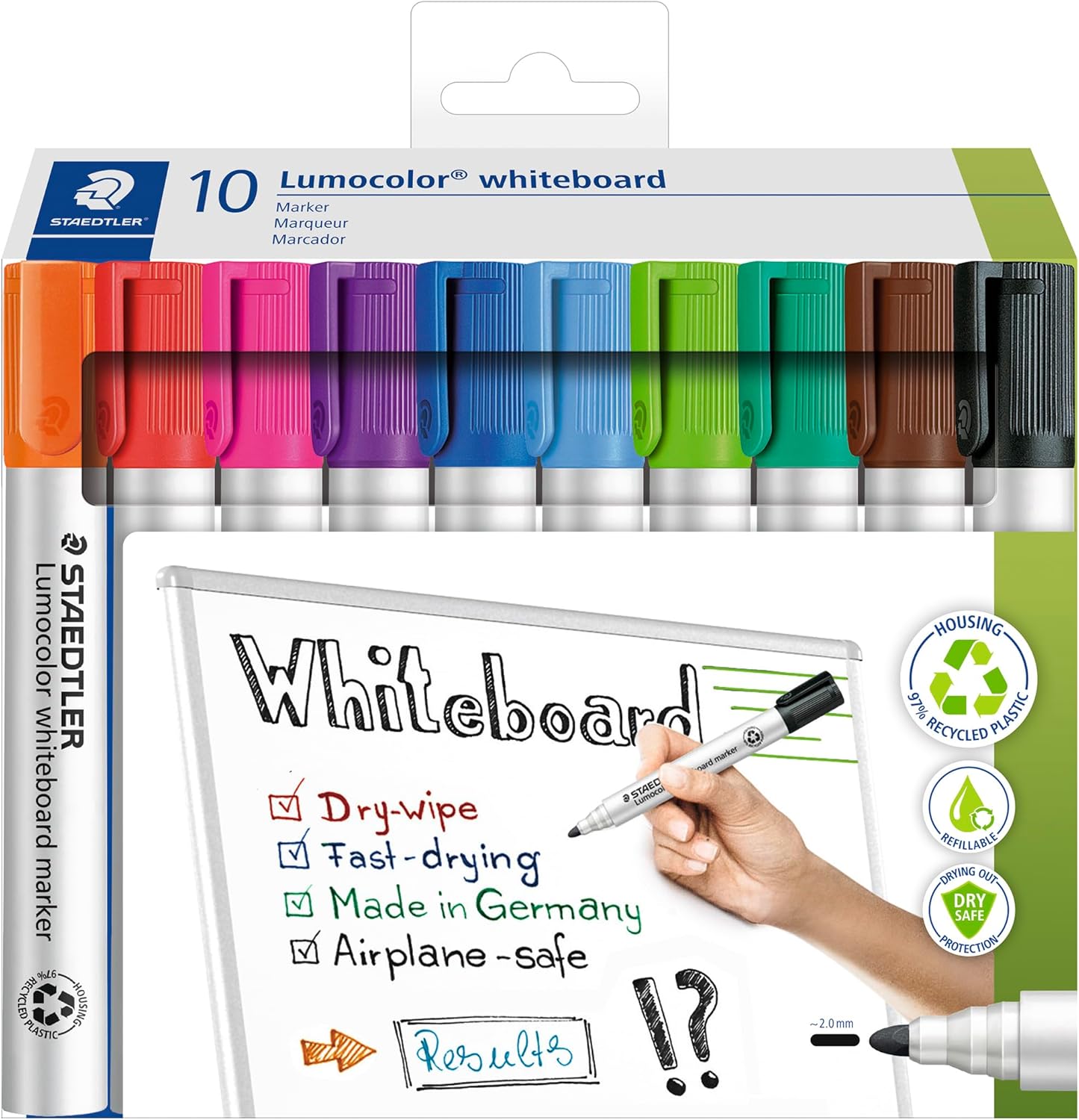 Staedtler Lumocolor Assorted Whiteboard Markers (10) Bullet Tip