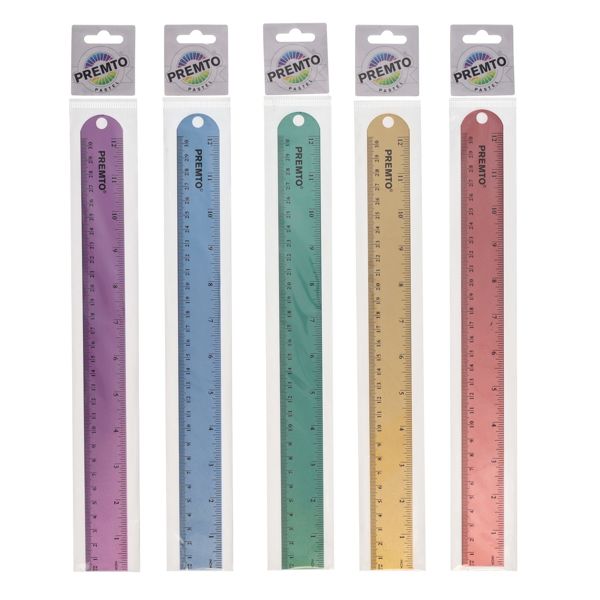 Premto 30cm Pastel Aluminium Deadlength Ruler - Assorted Colours