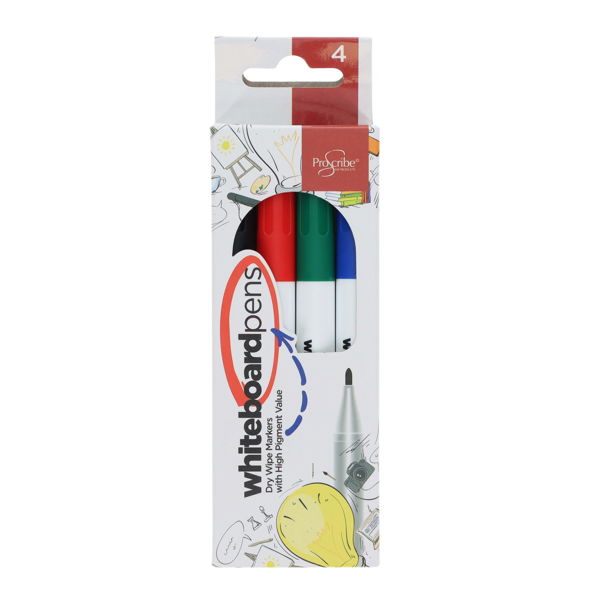 Proscribe Compact Assorted Whiteboard Pens (4)