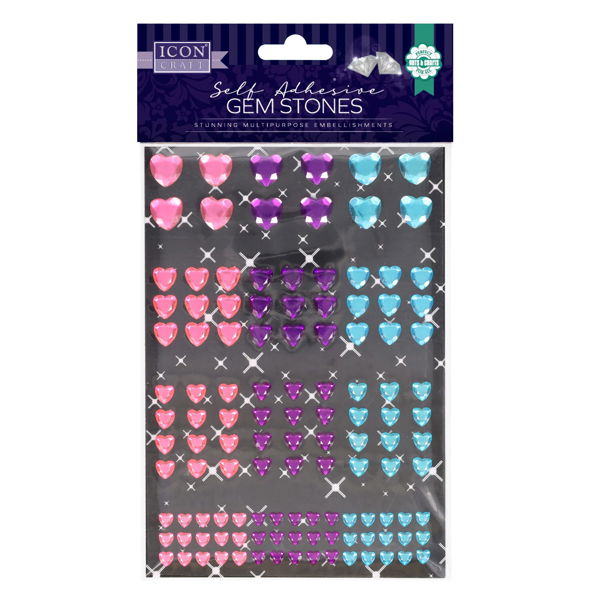 Icon Assorted Heart Gemstone Stickers (120)