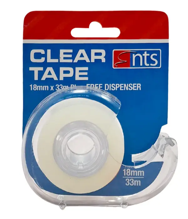 NTS 18mm x 33m Clear Tape with Dispenser