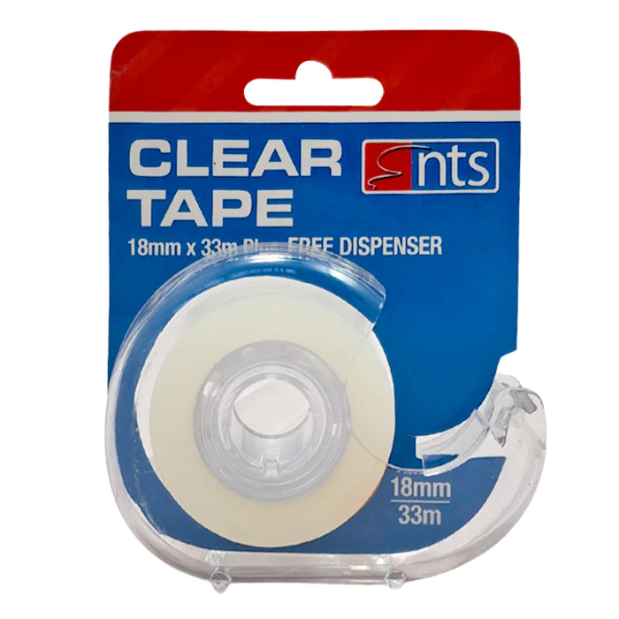 NTS 18mm x 33m Clear Tape with Dispenser