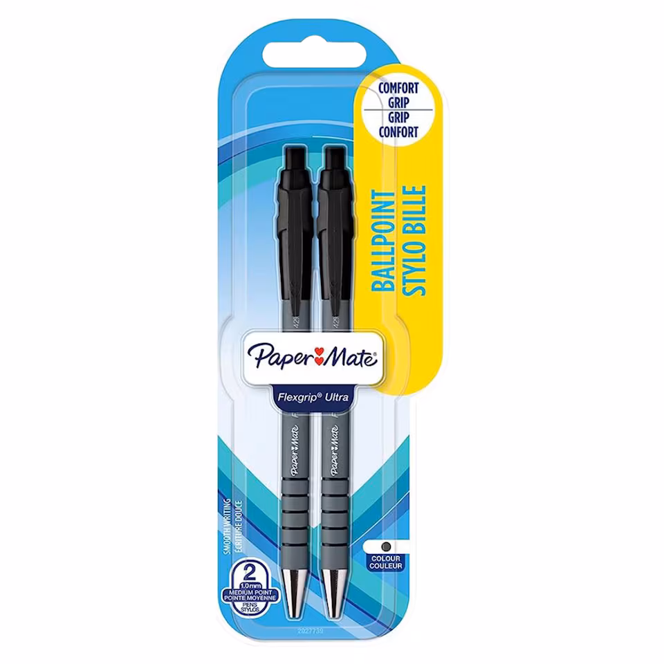 PaperMate Flexgrip Ultra Black Ballpens (2)