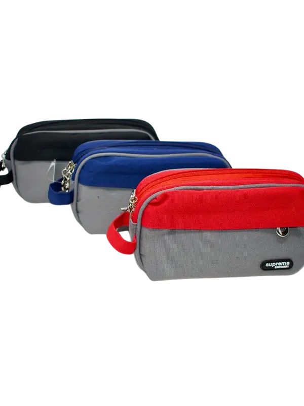 Supreme Triple Zip Pencil Case Grey