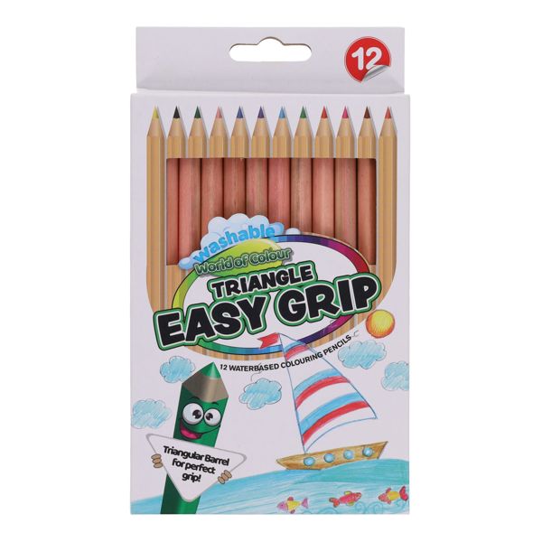 WOC Washable Triangle Easy Grip Pencils (12)
