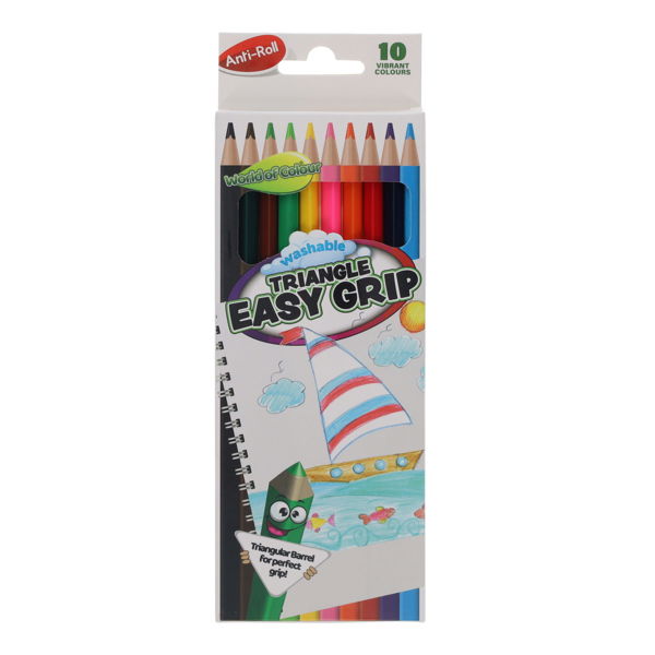 WOC Triangular Easy Grip Jumbo Colouring Pencils (10)