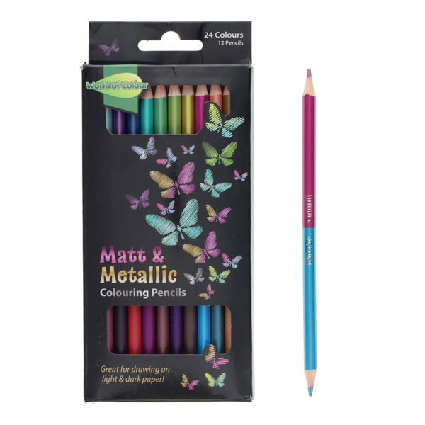 WOC Matt and Metallic Colouring Pencils 24 Col (12)