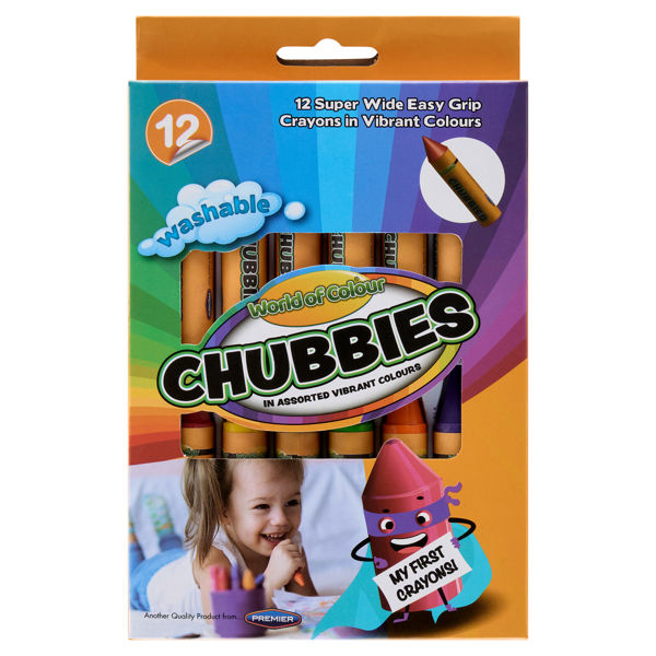 WOC Chubbies Easy Grip Crayons (12)