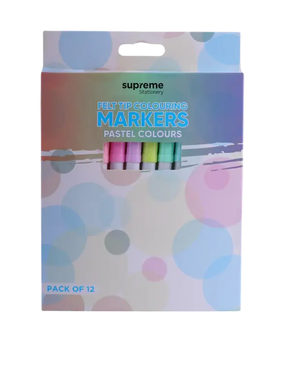 Supreme Felt Tip Colouring Markers Pastel (12)